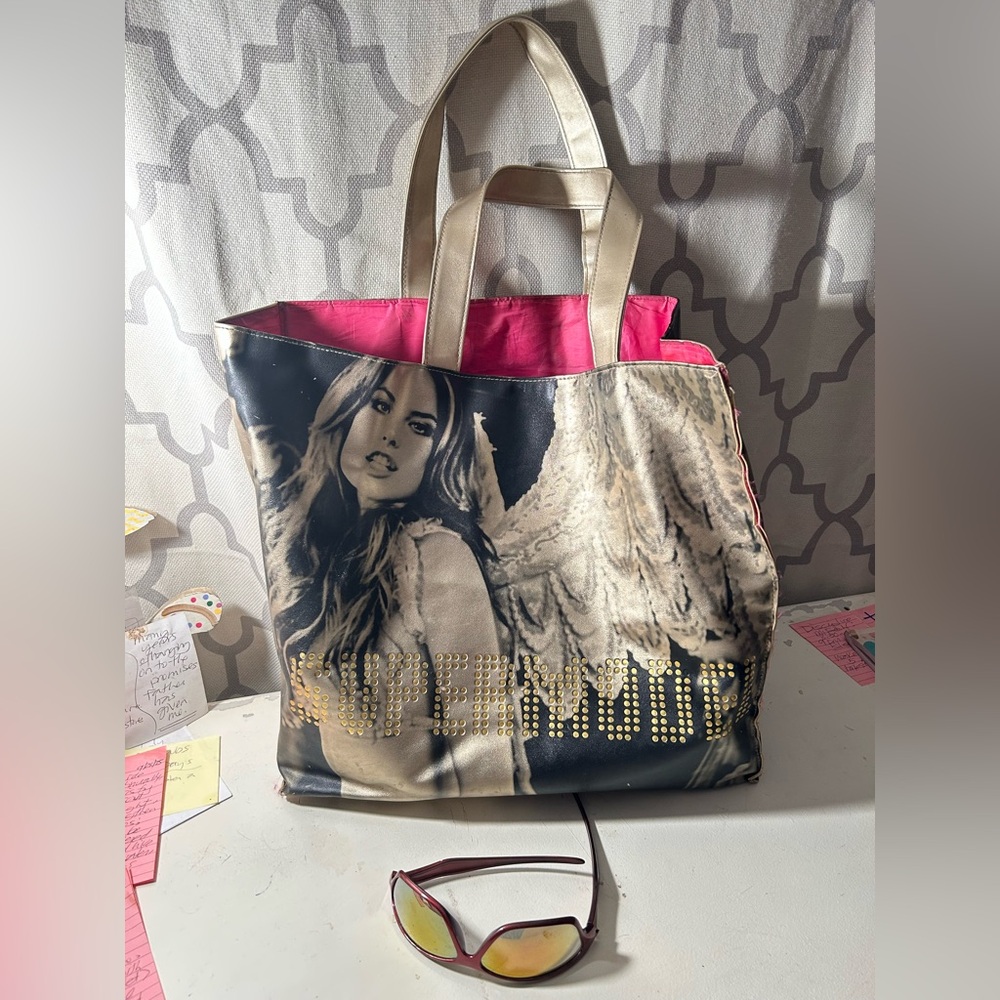 Victoria's Secret pink & Gold Travel tote shoulder Bag RARE Alessandra Ambrosio
